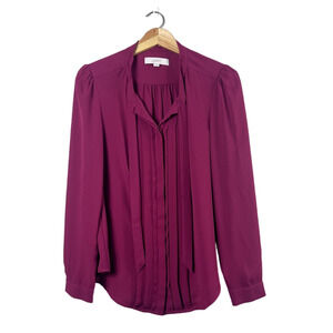 Women's Fuchsia Loft Pintuck Blouse S